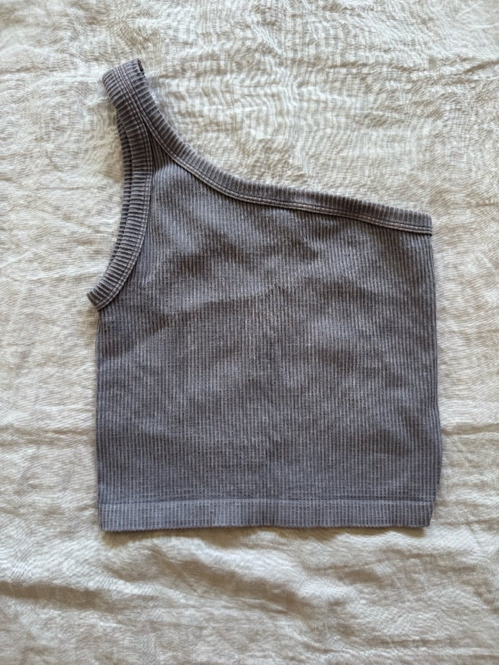 Nikibiki Purple Ribbed One Shoulder Crop Tank Top